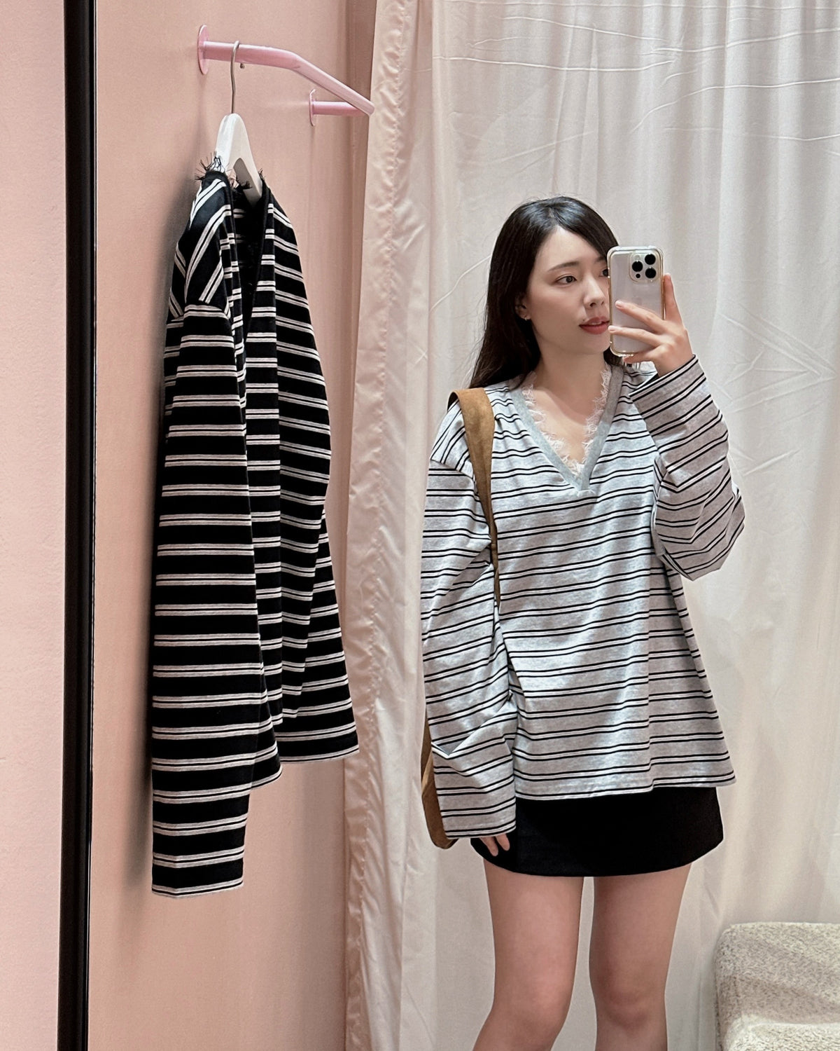 Lace Trim Stripe Top