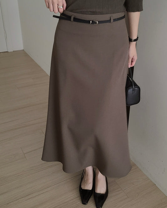 Belted A-Line Maxi Skirt