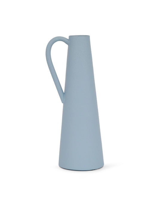 Helio Ferretti Light Blue Vase with Handle Metallic