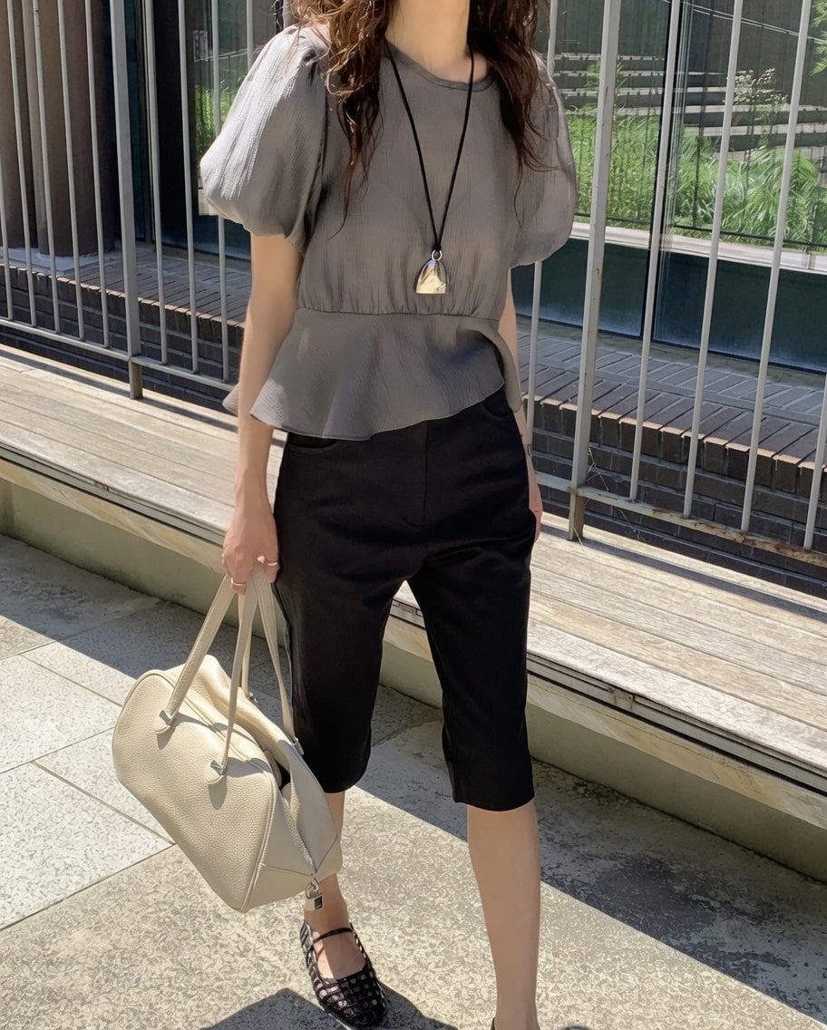 Cloud Puff Peplum Blouse