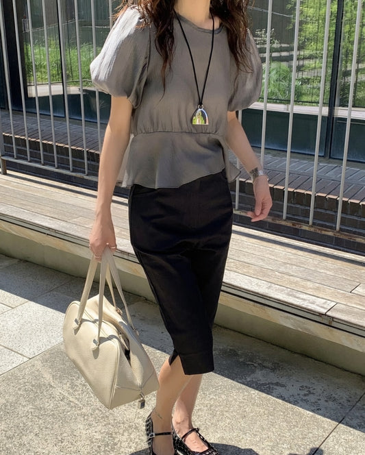 Cloud Puff Peplum Blouse
