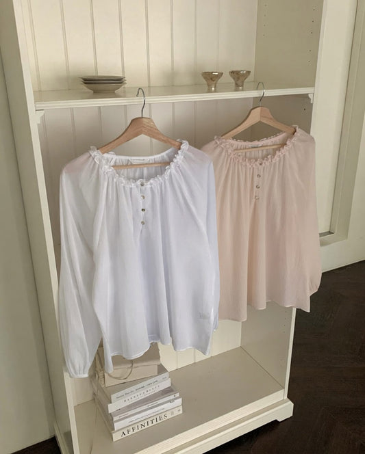Sheer Frill Neck Blouse
