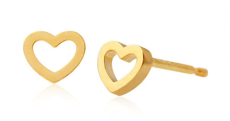 14K Gold Pin Mini Heart Stud Earring
