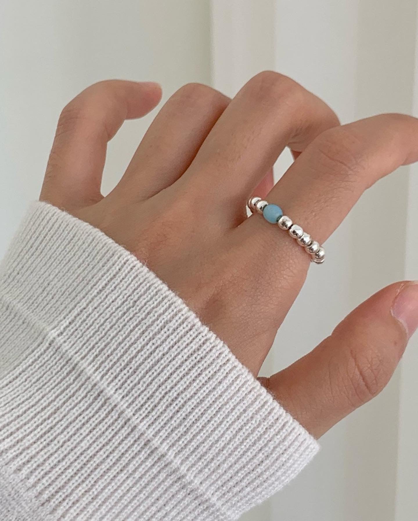 Hematite Czech Beads Ring