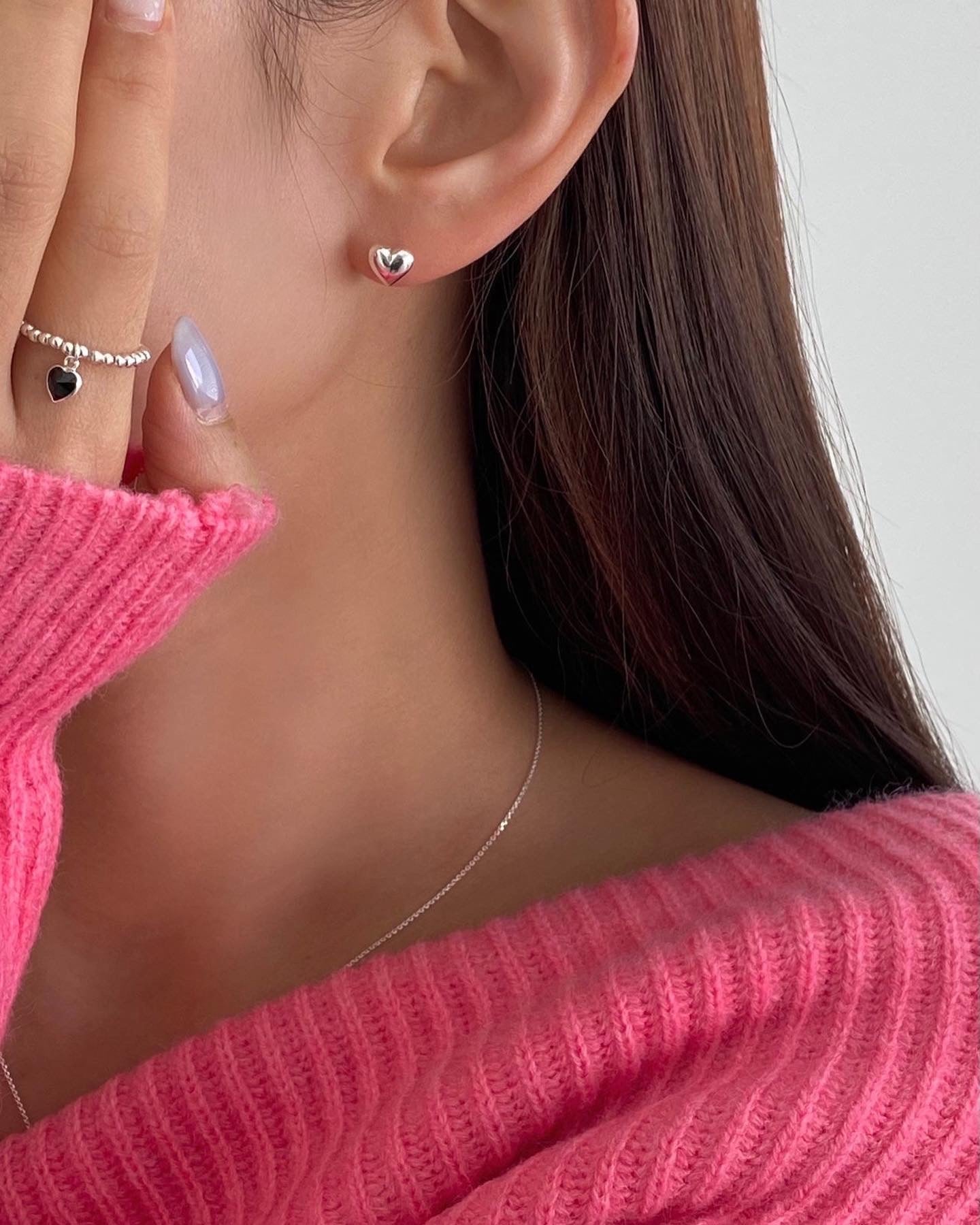 925 Silver Bold Heart Stud Earring