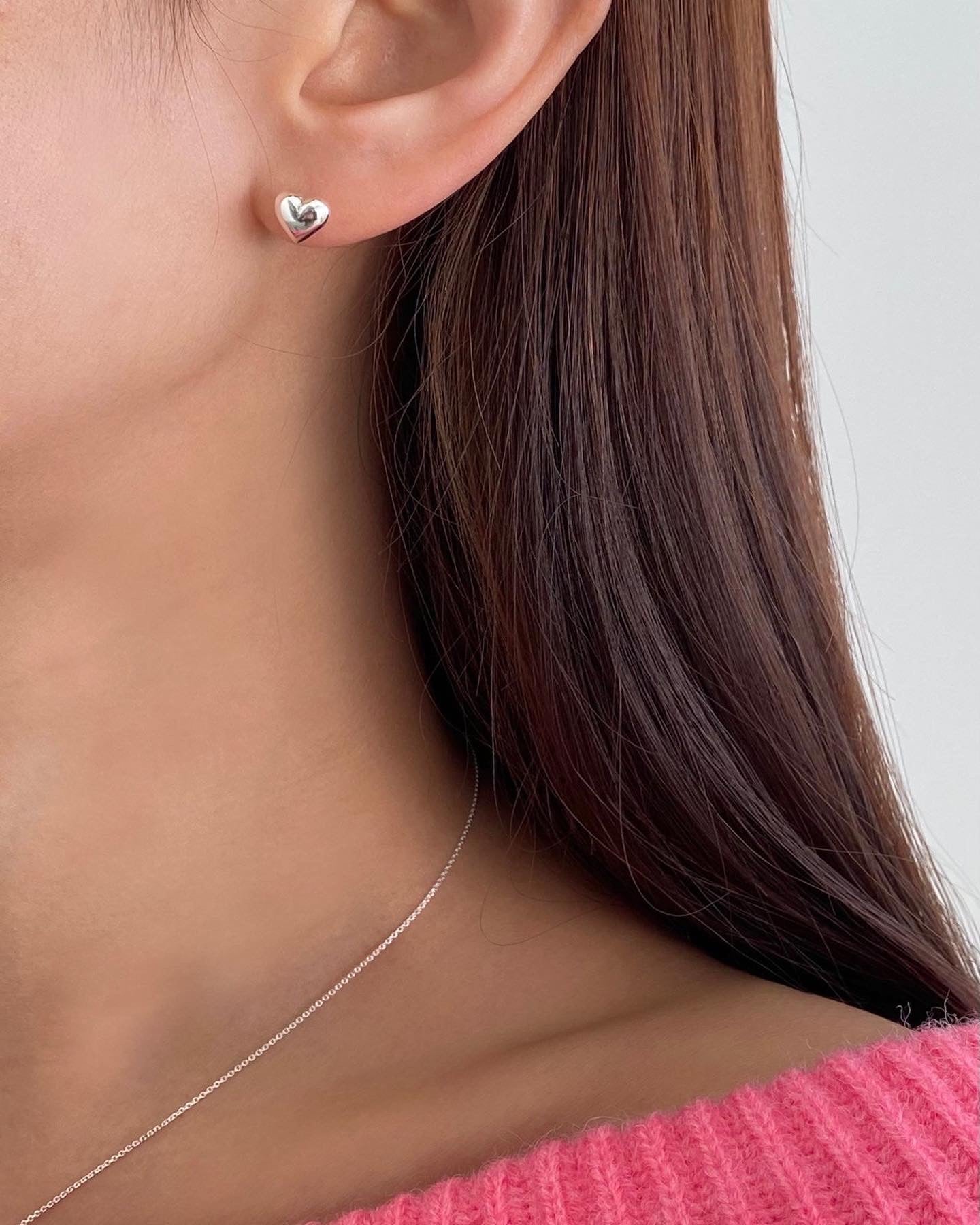 925 Silver Bold Heart Stud Earring