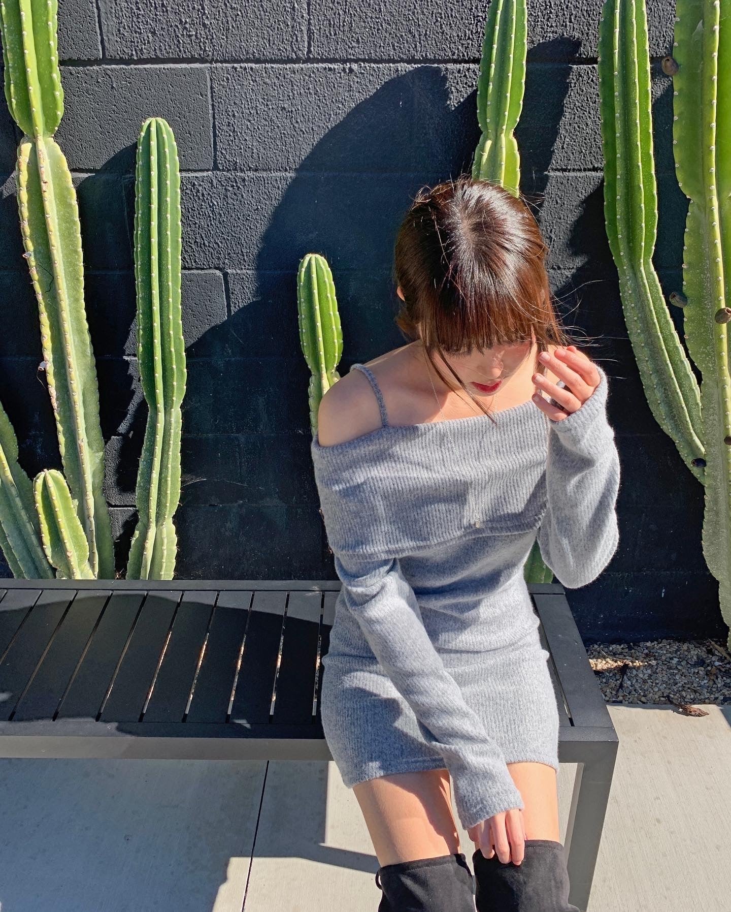 Open Shoulder Knit Dress