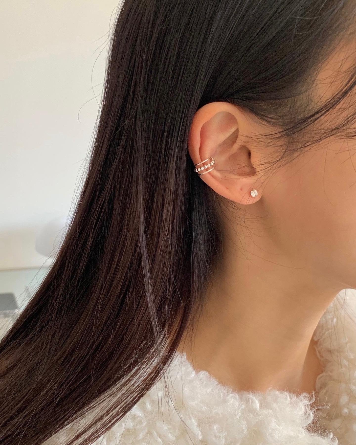 925 Silver Ball Ear Cuff
