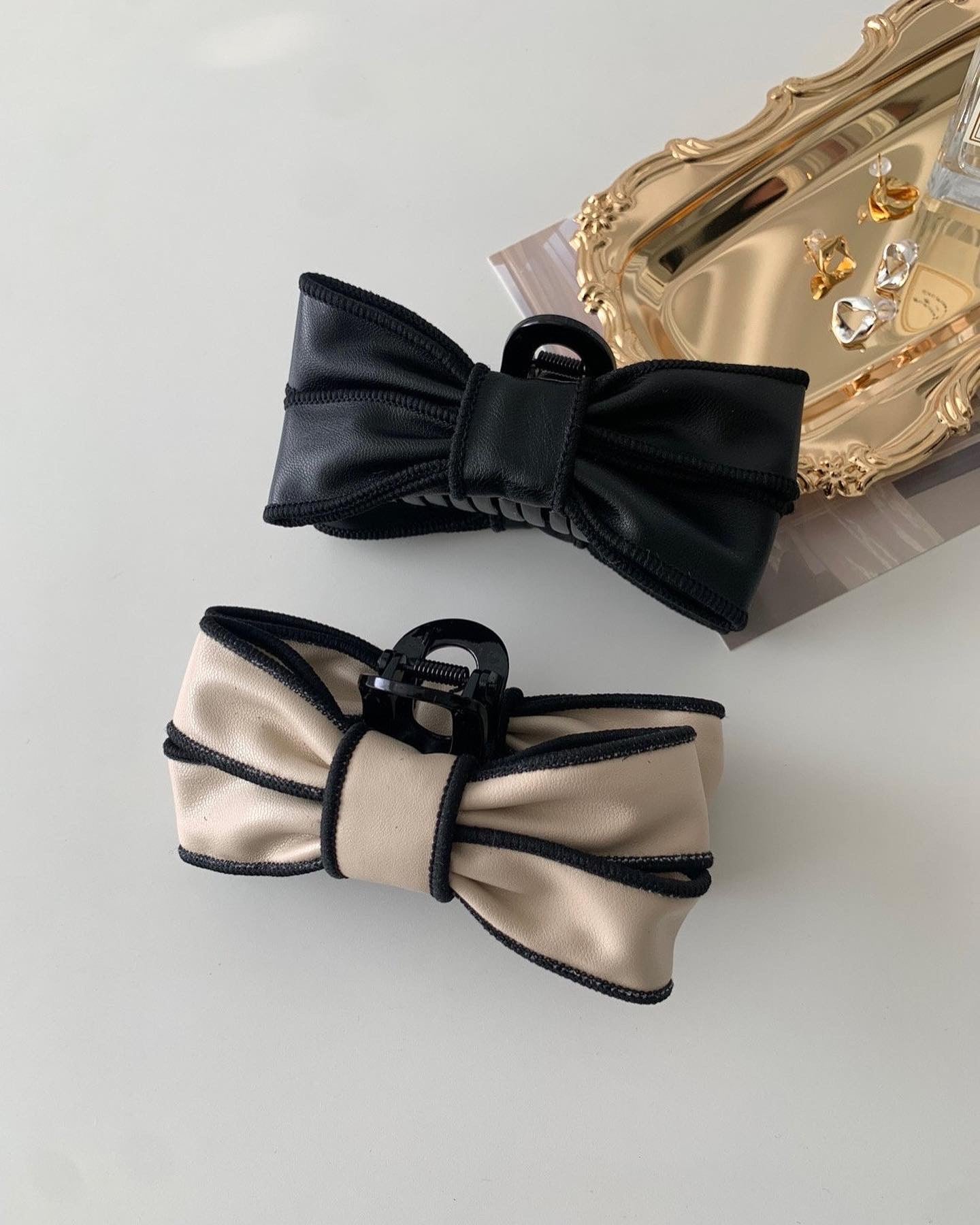 Leather Ribbon Claw Clip