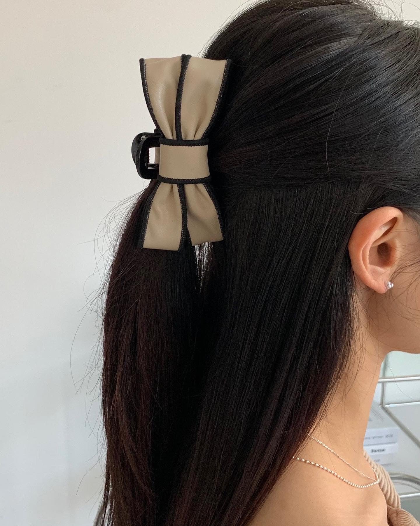 Leather Ribbon Claw Clip