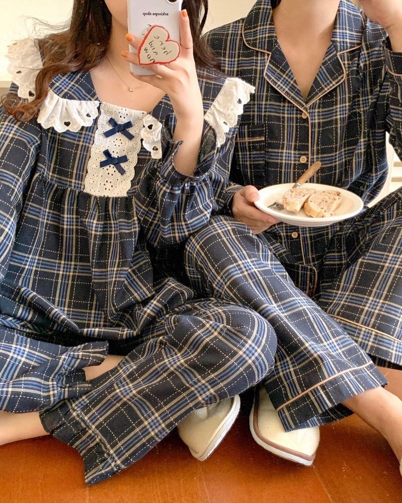 His and hers online plaid pajamas