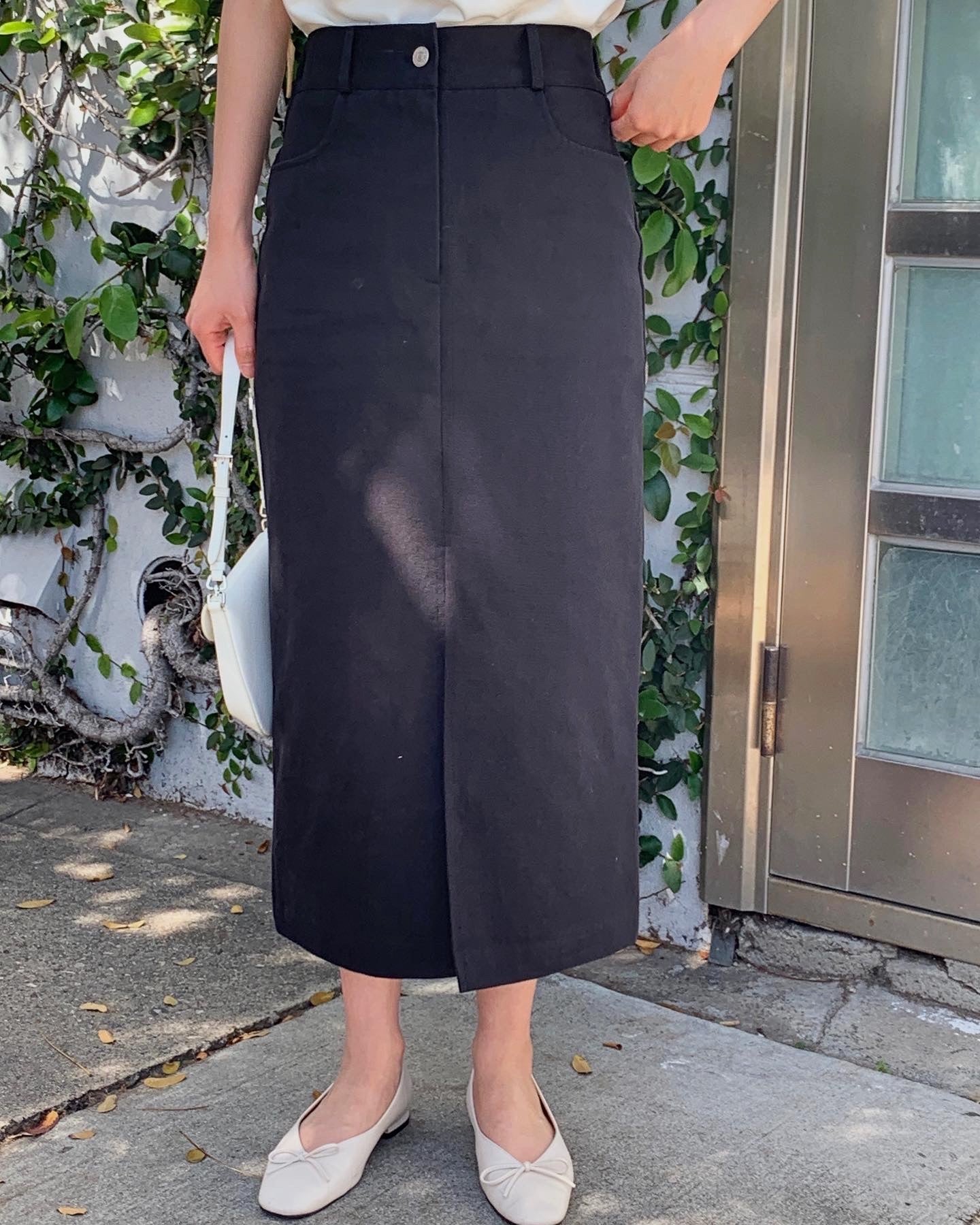 Slit Cotton Skirt
