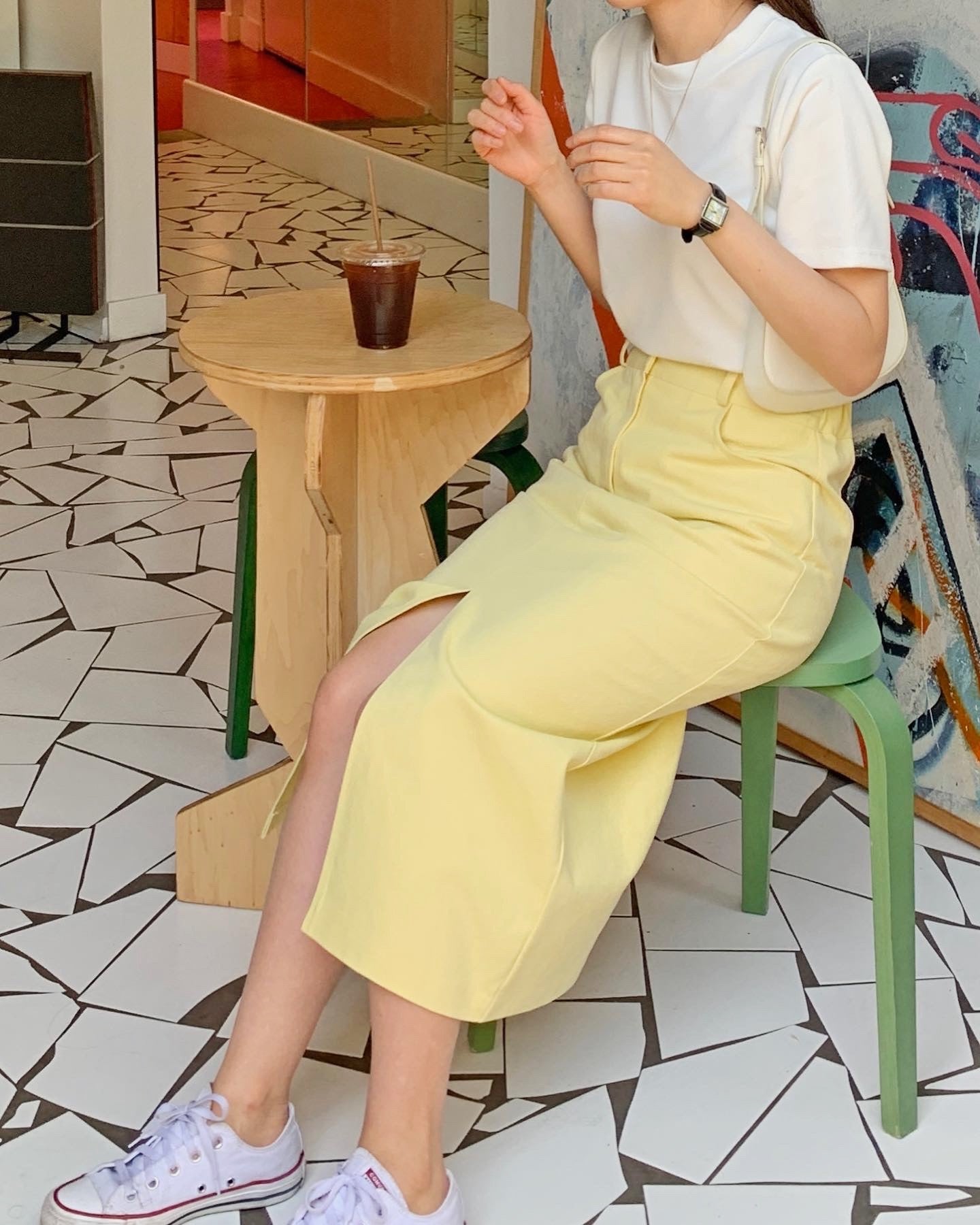 Slit Cotton Skirt
