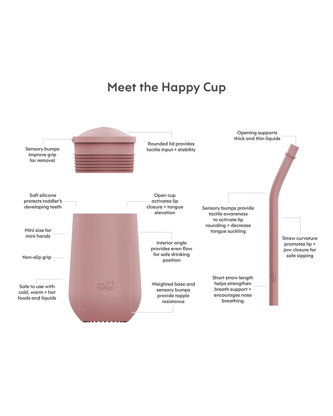 Ezpz Happy Cup + Straw System - Blush
